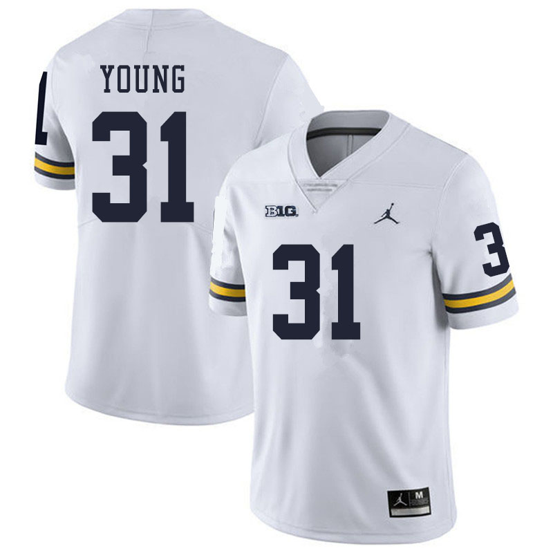 Men #31 Jack Young Michigan Wolverines College Football Jerseys Sale-White